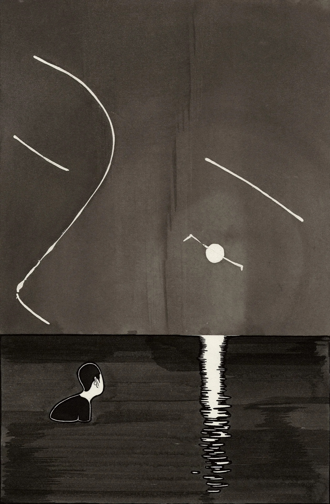 나의 달 I / Awaken I Op. 0097CS-1 - 19.5 x 29.5 cm, 종이에 잉크 / Ink on paper, 2015