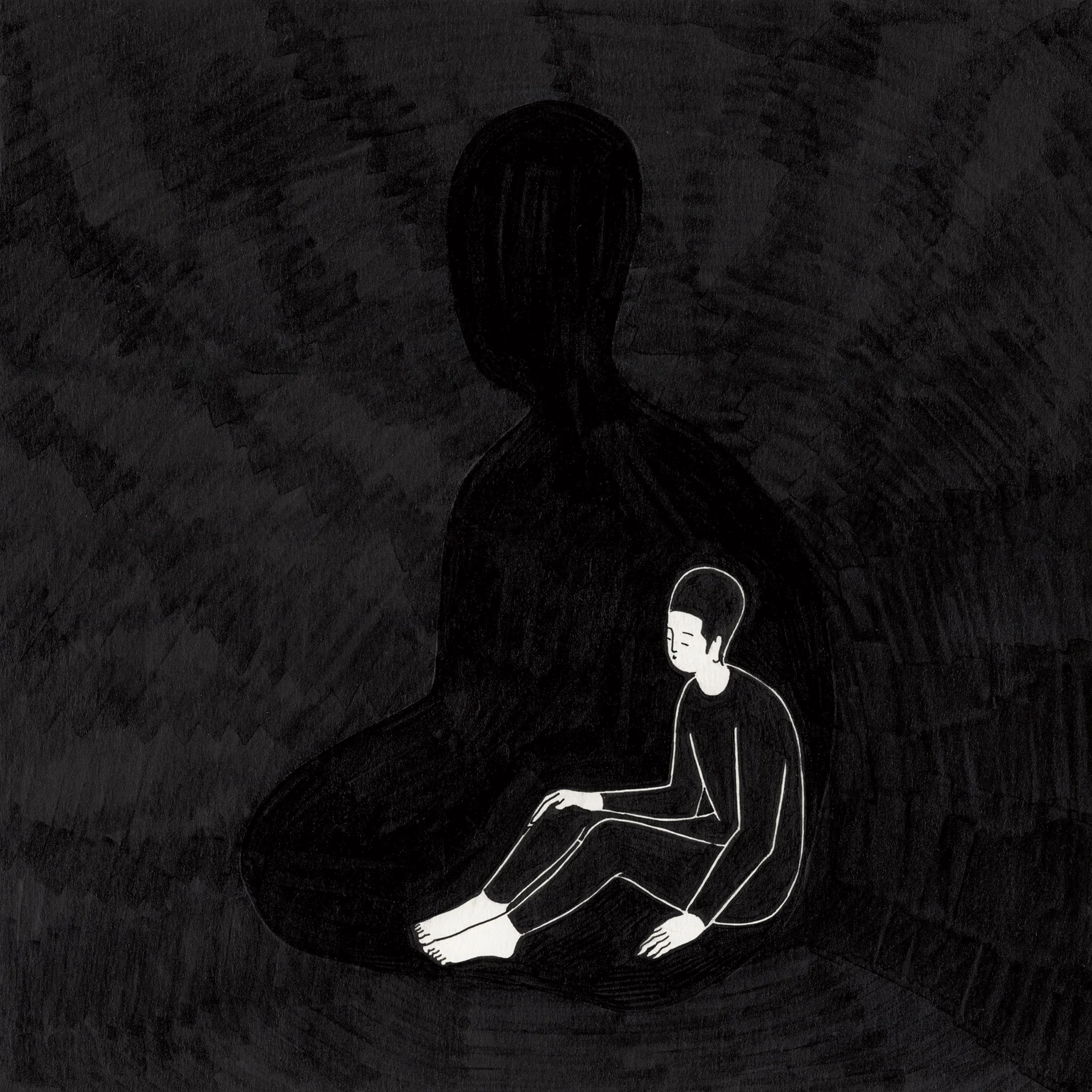 내 안에 있을때 / Where do you feel most at home? Op. 0116CS-1 - 20 x 20 cm, 종이에 펜, 마커, 잉크 / Pigment liner, marker, and ink on paper, 2016 Interviewed by Define Magazine, 2016