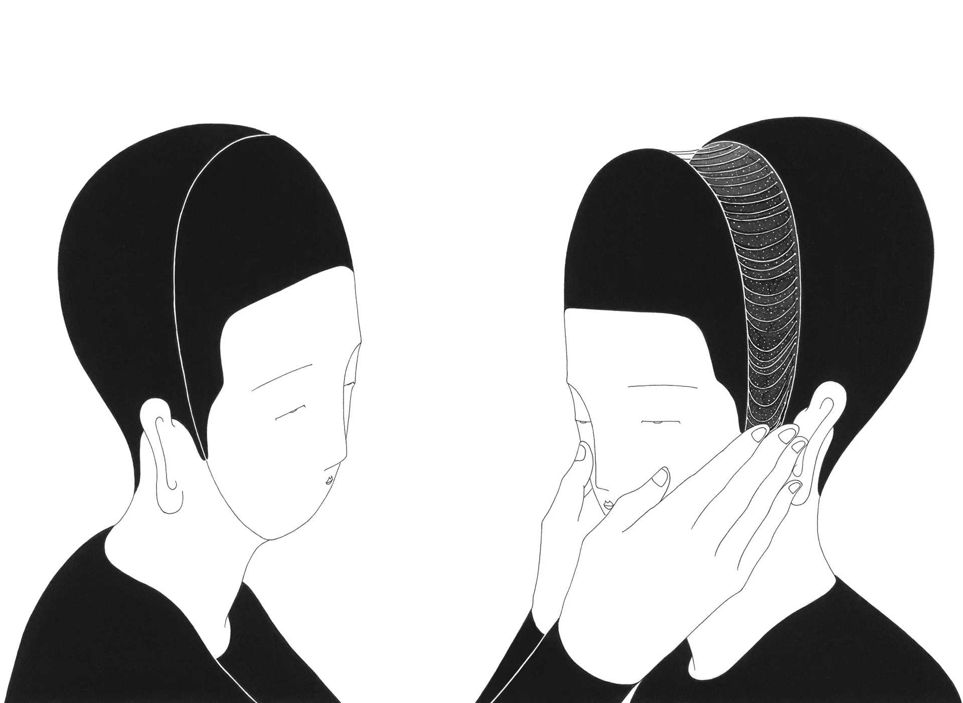 더 가까이 / Closer Op. 0123CS-1 - 42 x 29.7 cm, 종이에 펜, 마커, 잉크 / Pigment liner, marker, and ink on paper, 2016 Commissioned by Minumsa