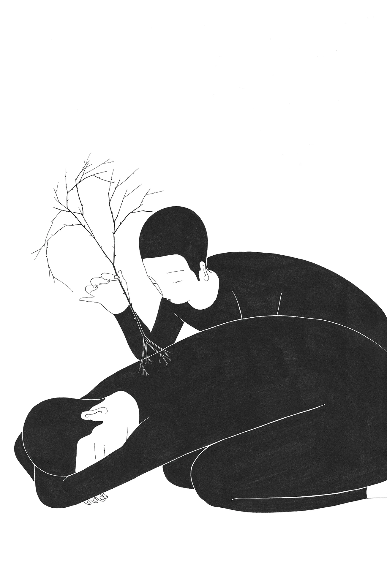 근 심 / Root of your pain Op. 0150C - 38 x 56 cm, 종이에 잉크 / Ink on paper, 2017 Commissioned by Minumsa