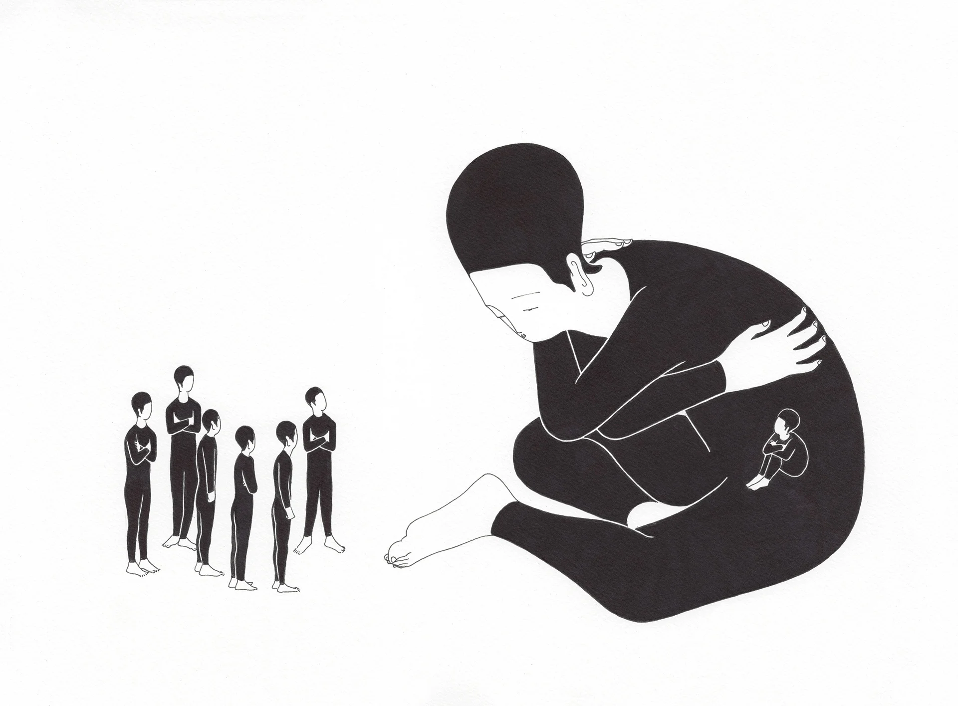 나의 나 / I'm mine Op. 0156C - 37.5 x 27.5 cm, 종이에 펜, 마커 / Pigment liner and marker on paper, 2017 Commissioned by Mosaic Science
