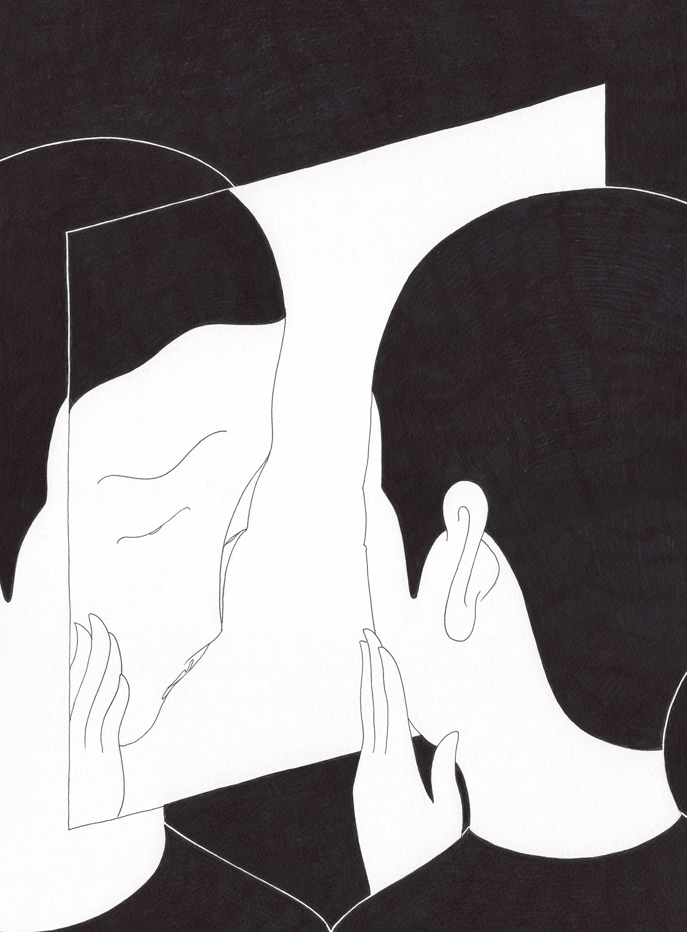 자학의 거울 / Mirror of self-deprecating Op. 0159C - 27.5 x 37.5 cm, 종이에 펜, 마커 / Pigment liner and marker on paper, 2017 Commissioned by Mosaic Science