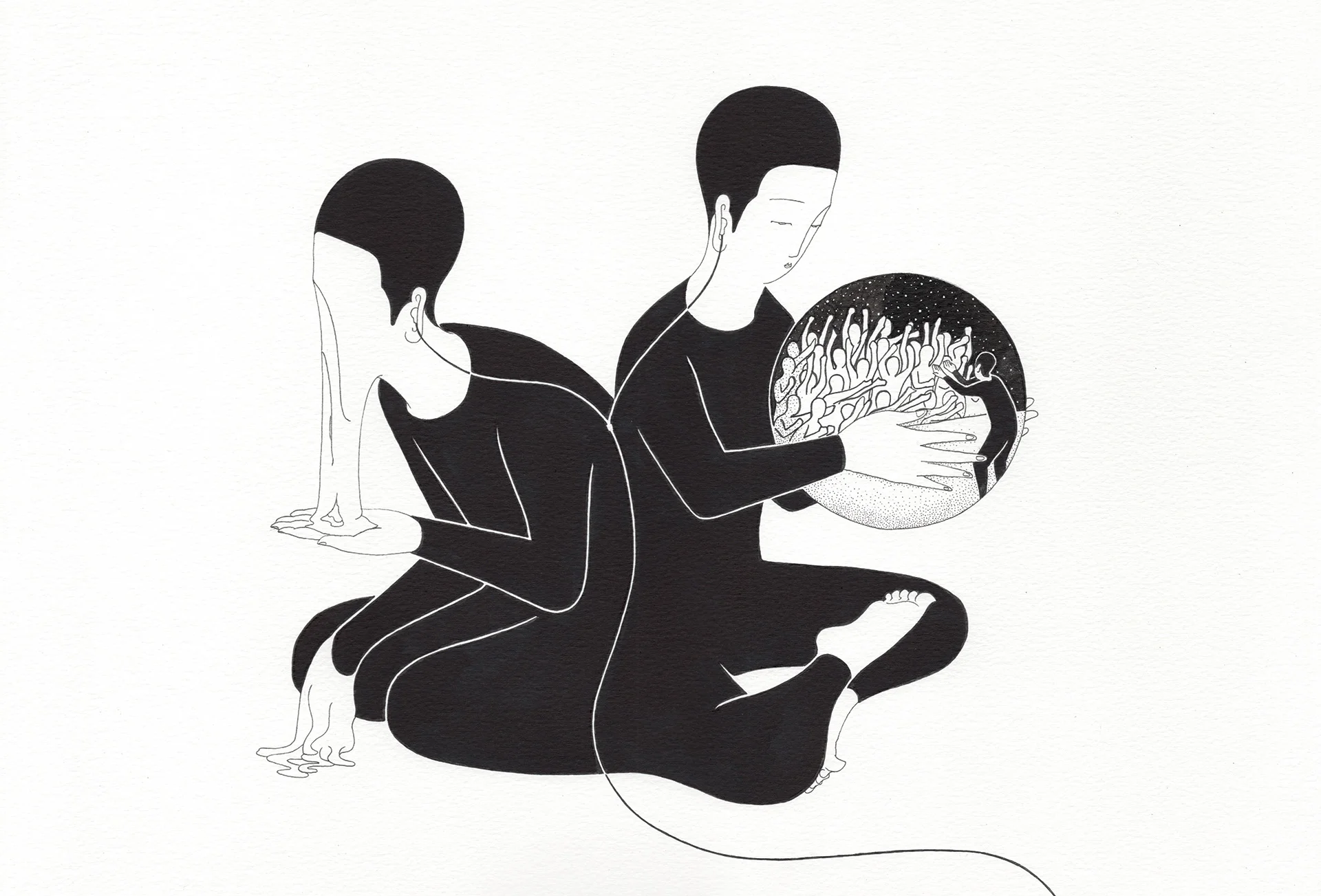 지난 날 / Groove in the past Op. 0160C - 42 x 29.7 cm, 종이에 펜, 마커, 잉크 / Pigment liner, marker, and ink on paper, 2017 Commissioned by Groove