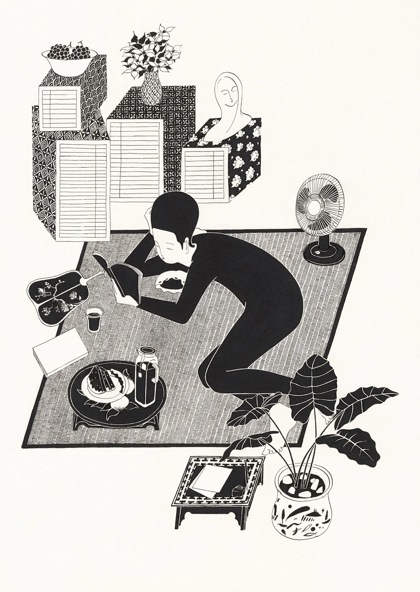 책을 편다 II / Openbook II Op. 0162P - 35 x 52 cm, 종이에 펜, 마커 / Pigment liner and marker on paper, 2017