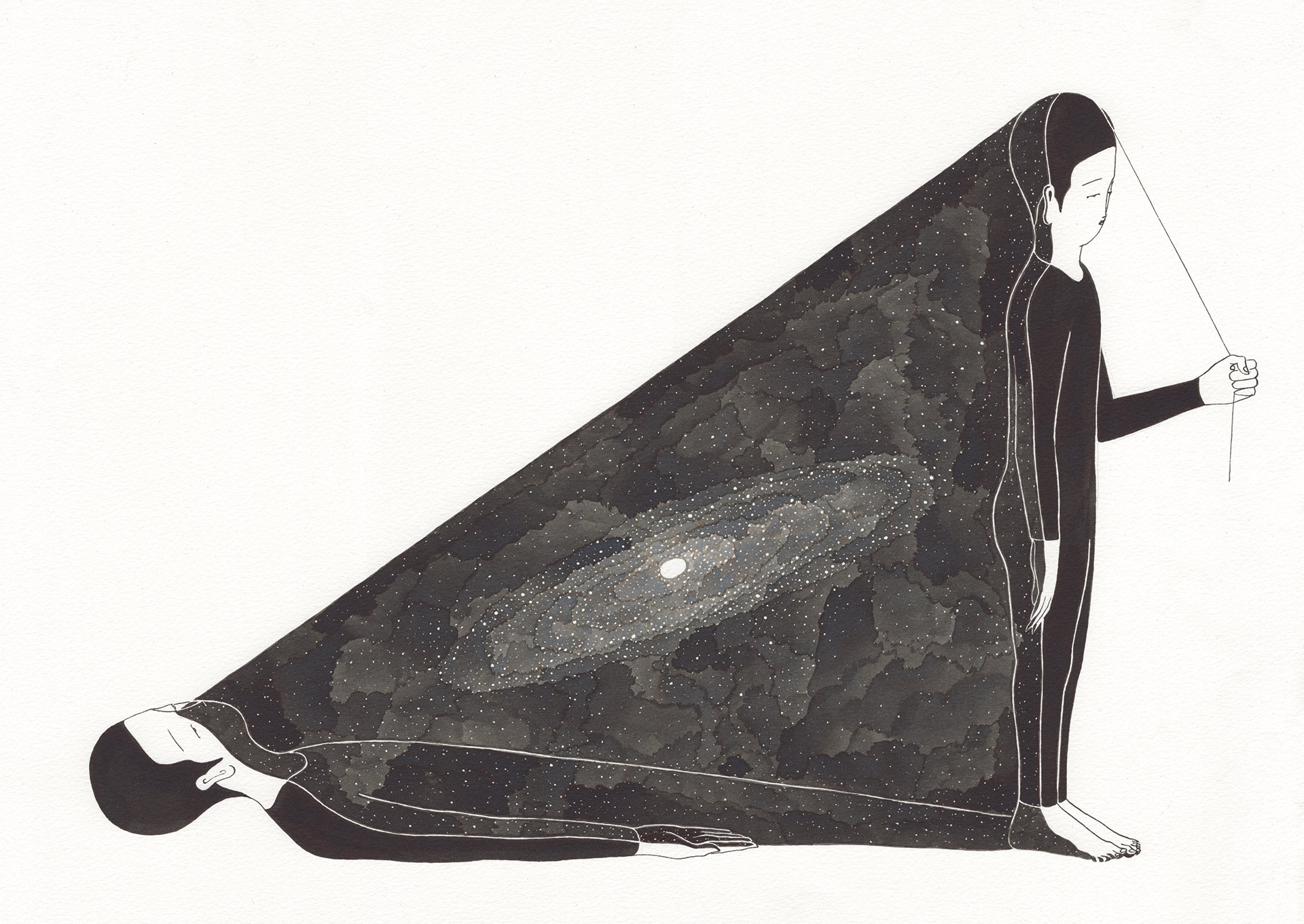 우리가 가른 우주 / Responsible for our own universe Op. 0177P - 42 x 29.7 cm, 종이에 펜, 잉크 / Pigment liner and Ink on paper, 2017
