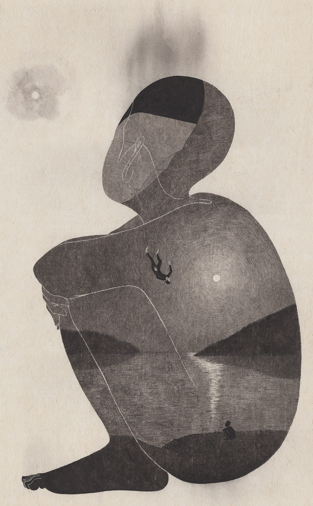 나의 몰락 / It's my fall Op. 0196P - 42 x 68 cm, 한지에 먹 / Korean ink on Korean paper, 2018