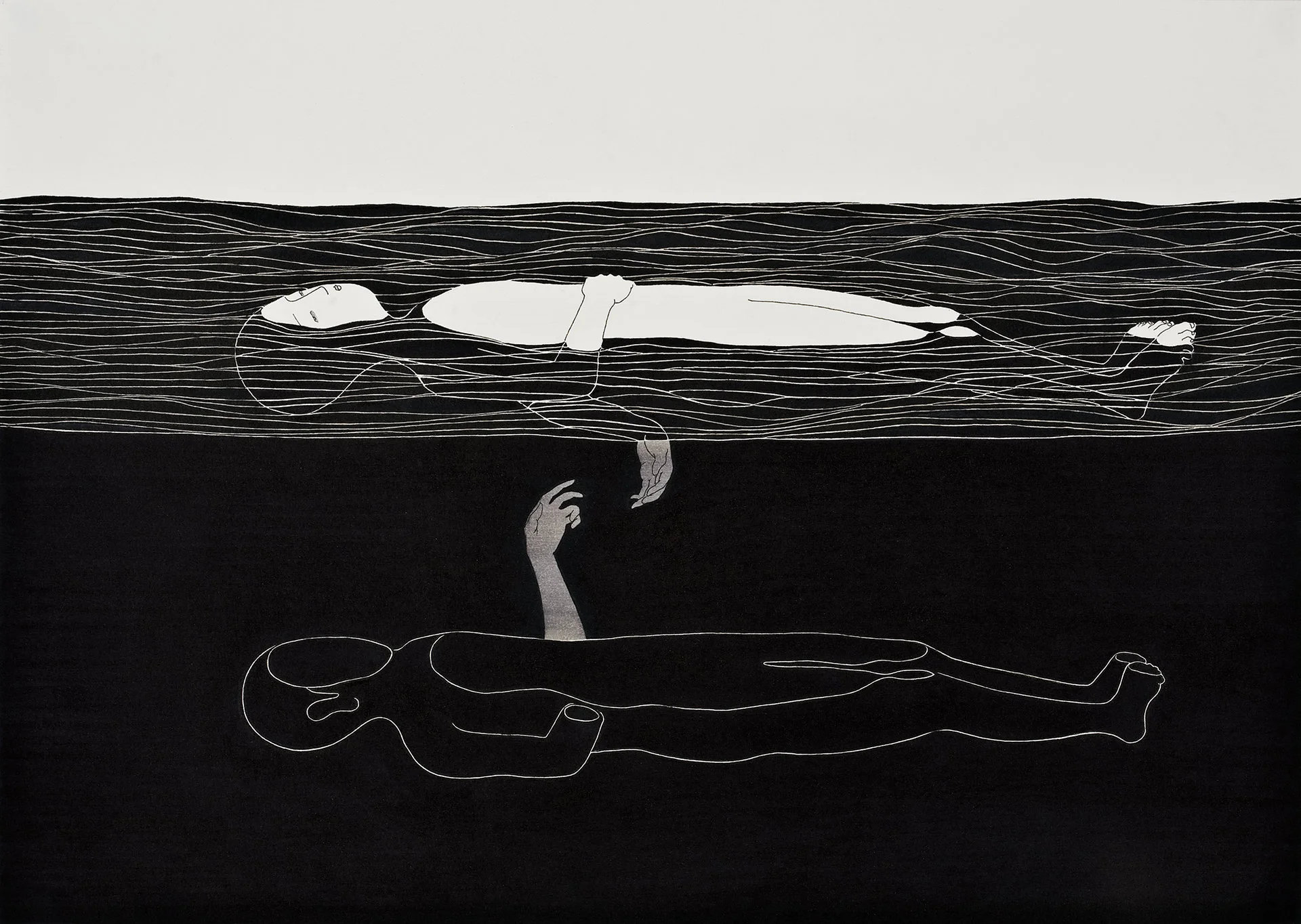 자꾸만 네가 떠올라 / Sinking of you Op. 0039P - 42 x 29.7 cm, 종이에 펜, 마커 / Pigment liner and marker on paper, 2010