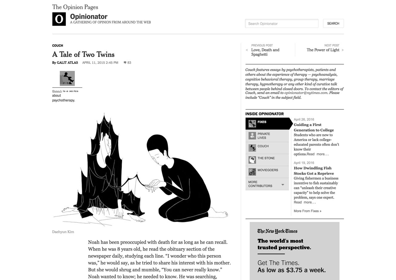 Commissioned Work - The New York Times / &lt;A Tale of Two Twins&gt; by Galit Atlas / 2015