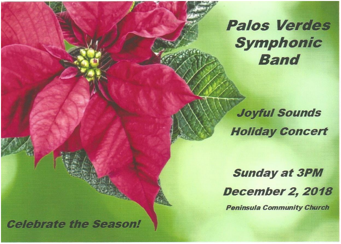 PVSB Holiday Concert is Sunday, December 2, 2018