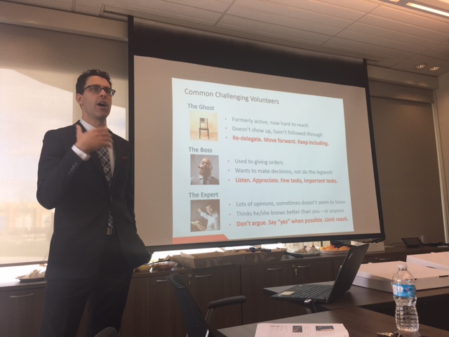 Presenting to the Association of Fundraising Professionals in Windsor, Ontario, December 2016