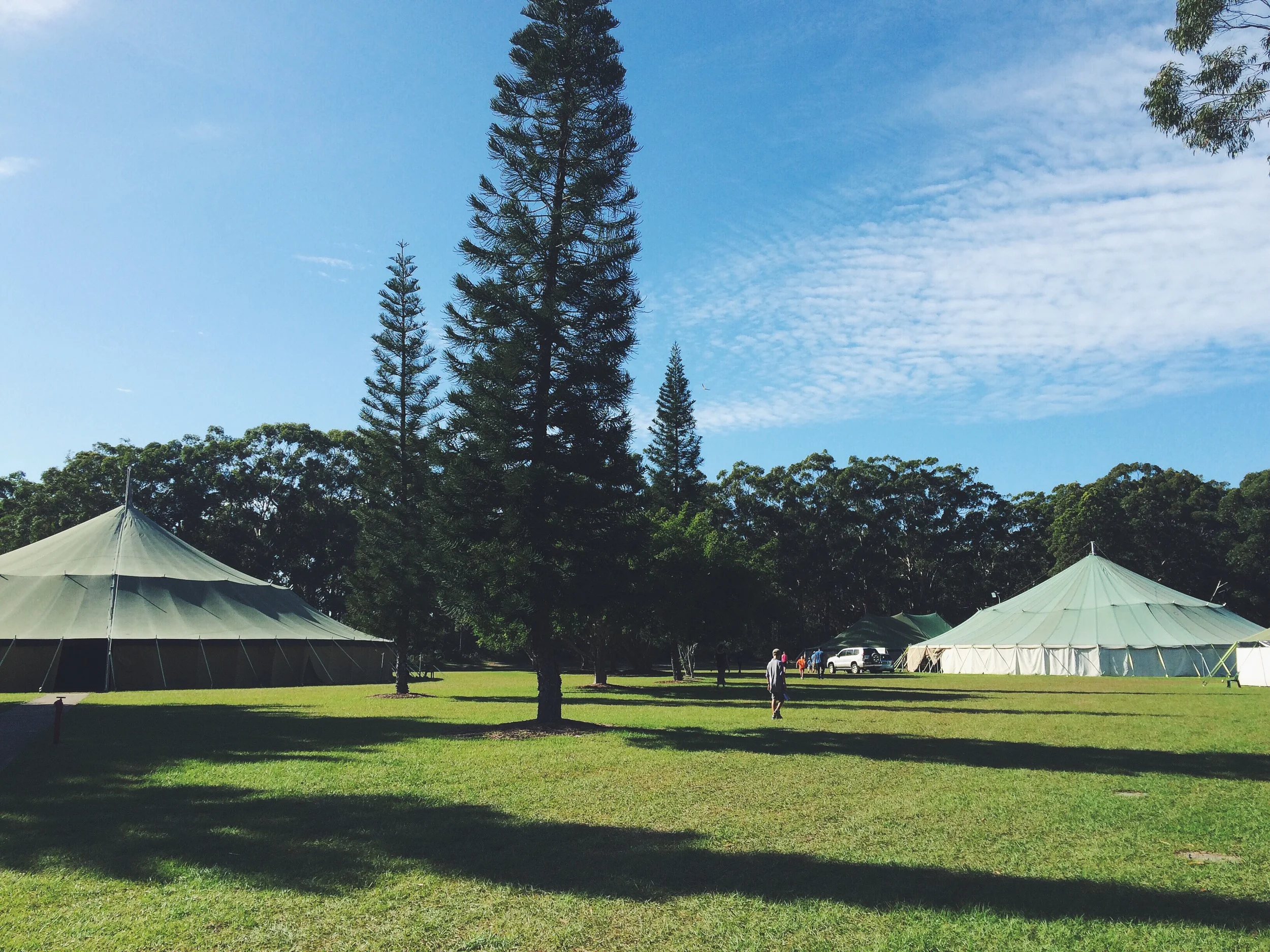 tents among trees
