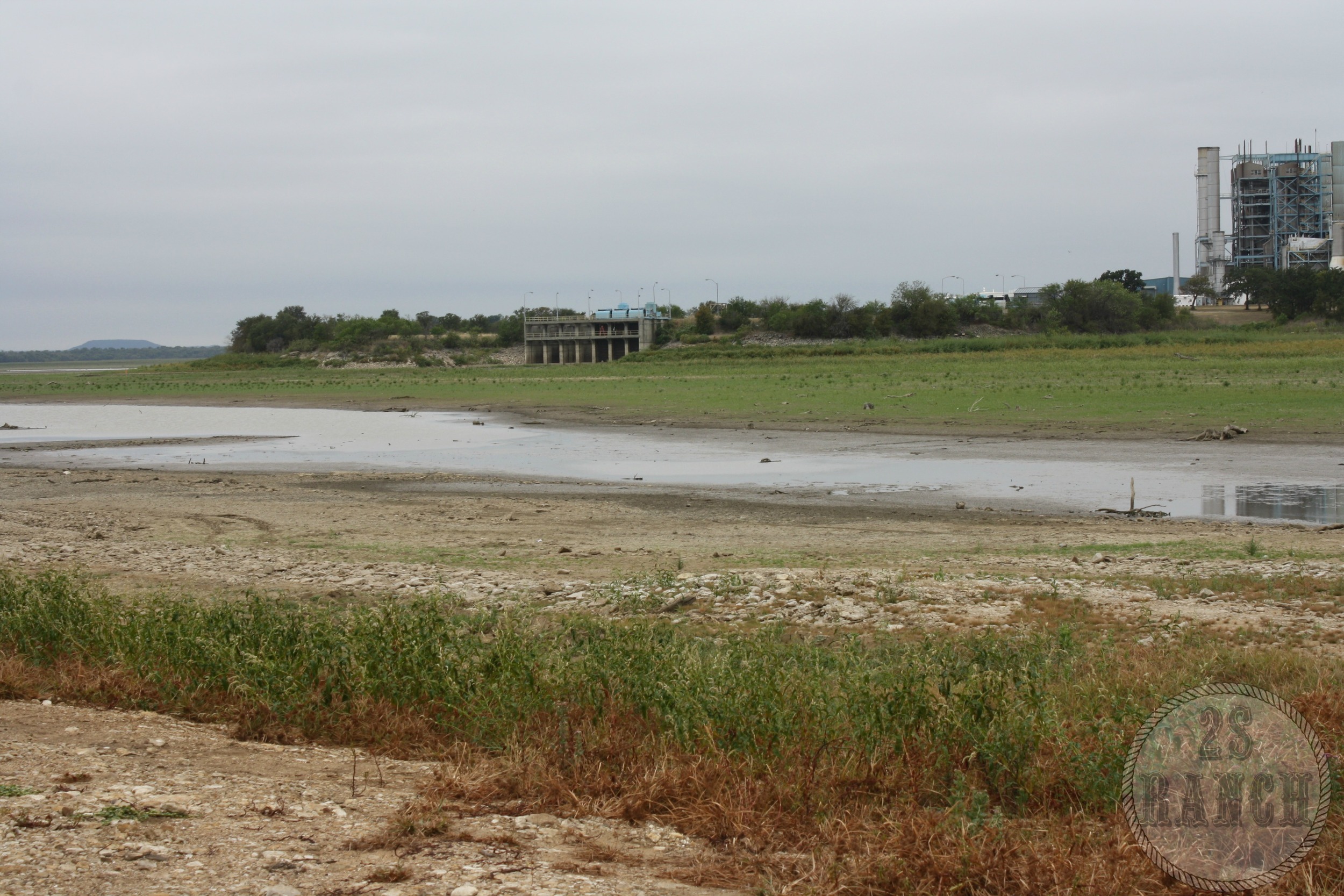 This picture was taken from what should be the bottom of the lake looking towards the power plant. 
