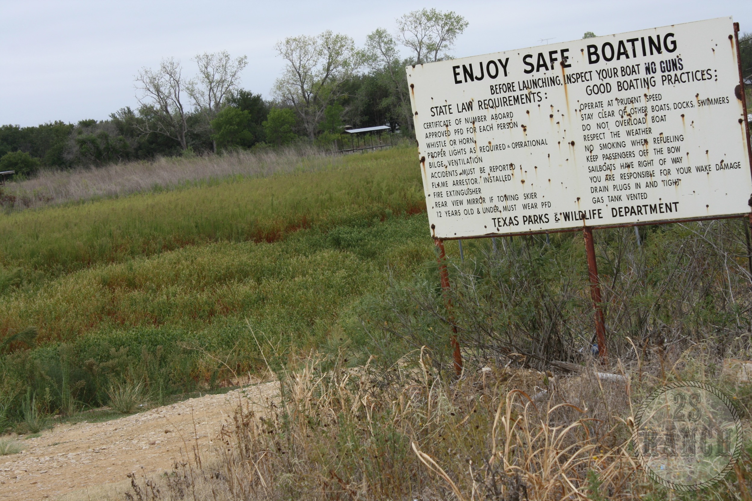 The boat ramp that leads down to dry ground.