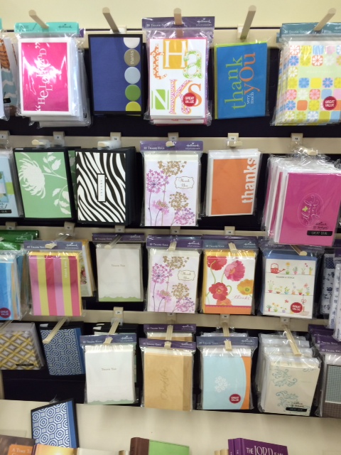 The card selection at a local store. 