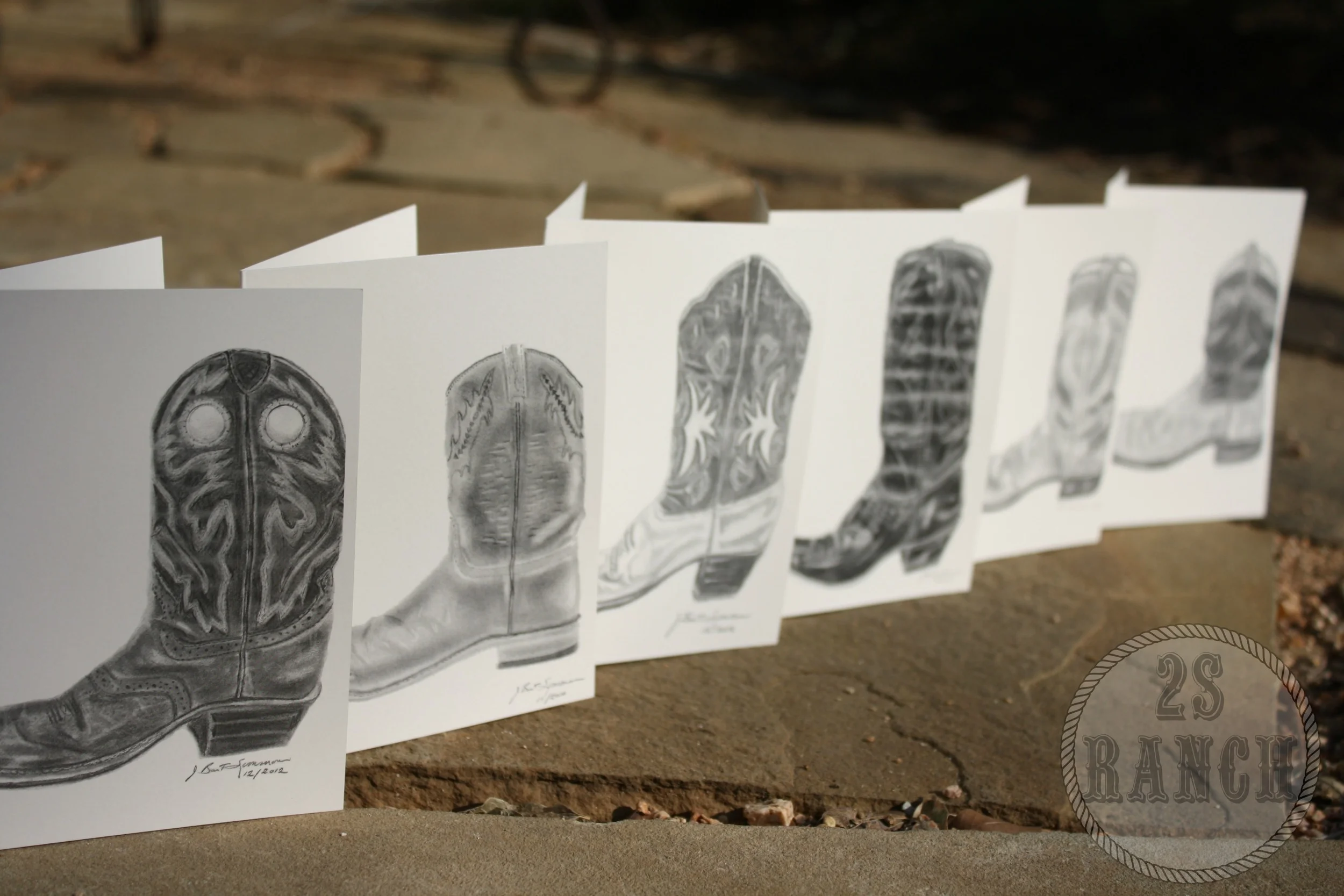 My line of cowboy boot cards. 