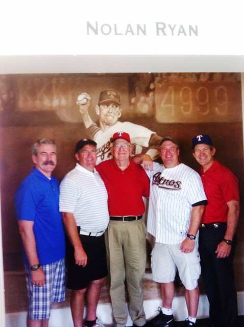 Bart Eric, Dad, Blake, and Jim at the Ball Park in Arlington - 2013