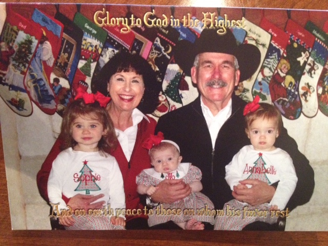 The front cover of our card. The girls tend to cooperate a little more! As a dad of three sons these little girls have rocked my world and I love it!