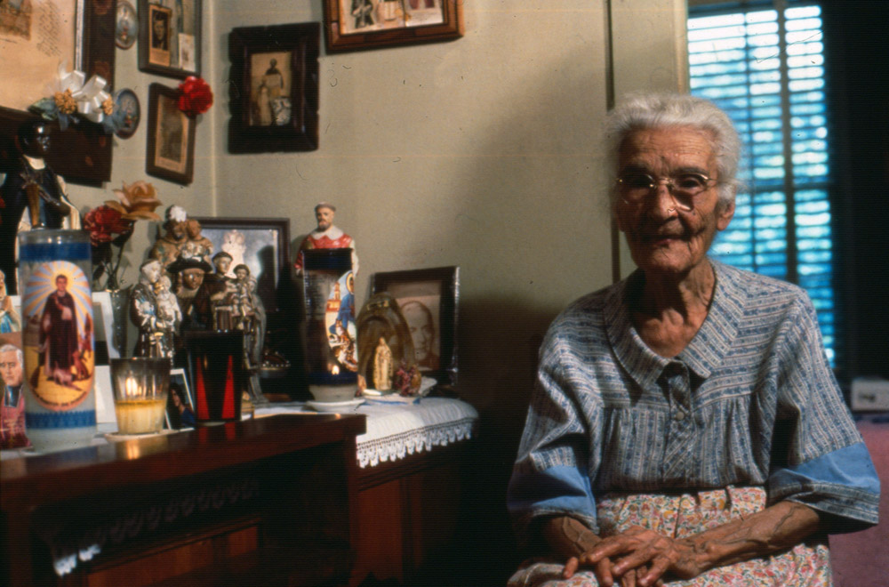 Photo by Kay Turner, Austin, TX 1979 Soledad "Chole" Pescina at home with her personal altar.