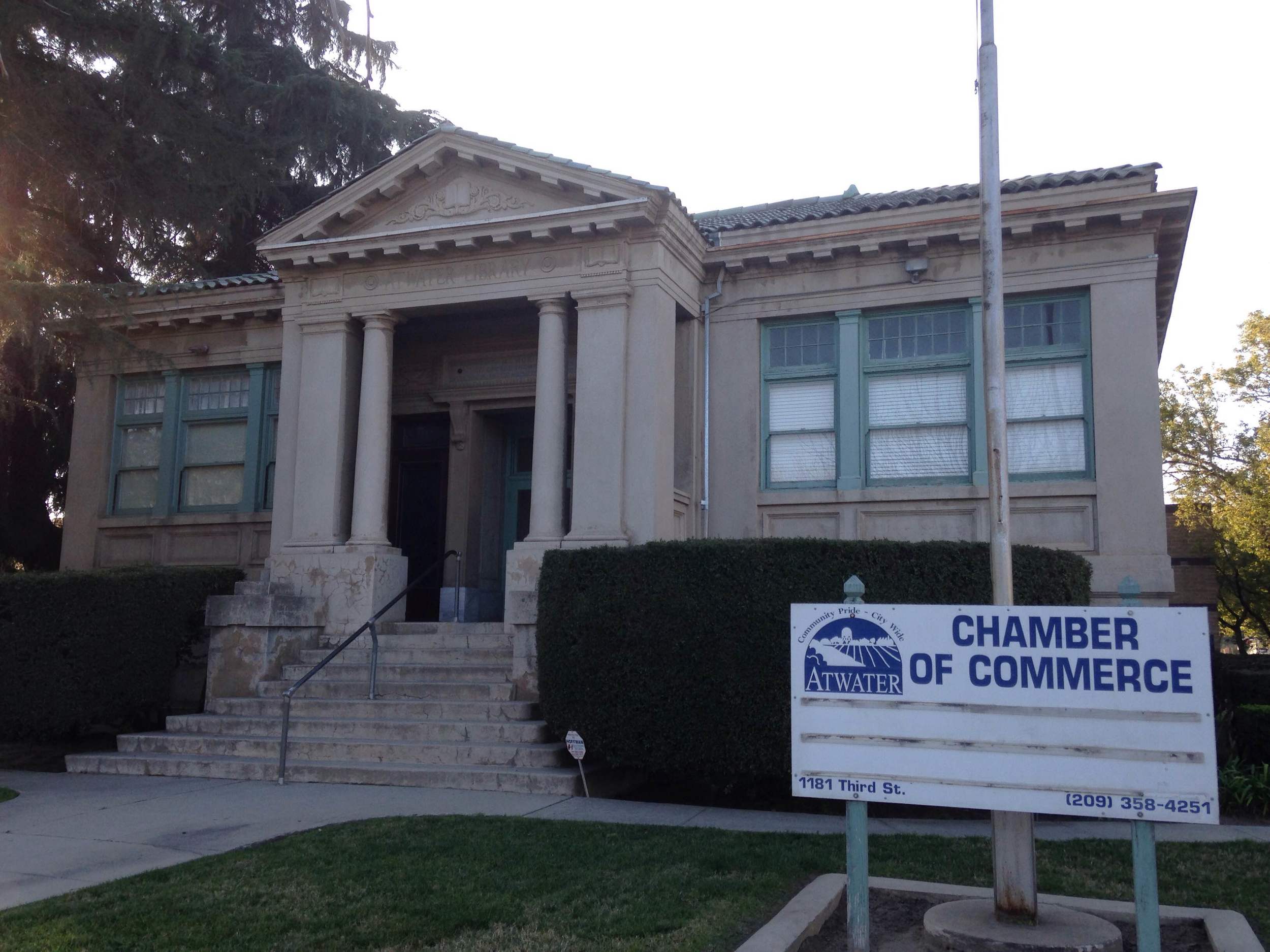 The Atwater Chamber of Commerce occupies the basement of the historic library.