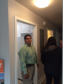 Here's Ruben, taking in the new look of his family's home.