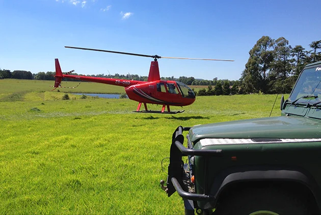 Philip Diedericks arrives by helicopter