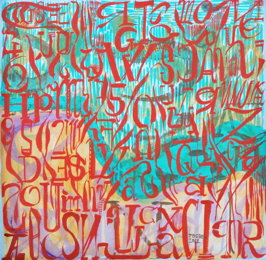 Red Calligraphy Landscape