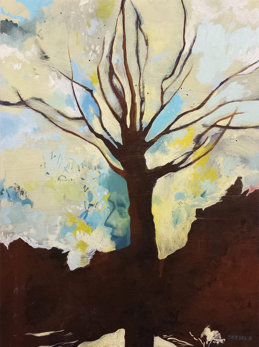 Tree and Face in Yellow