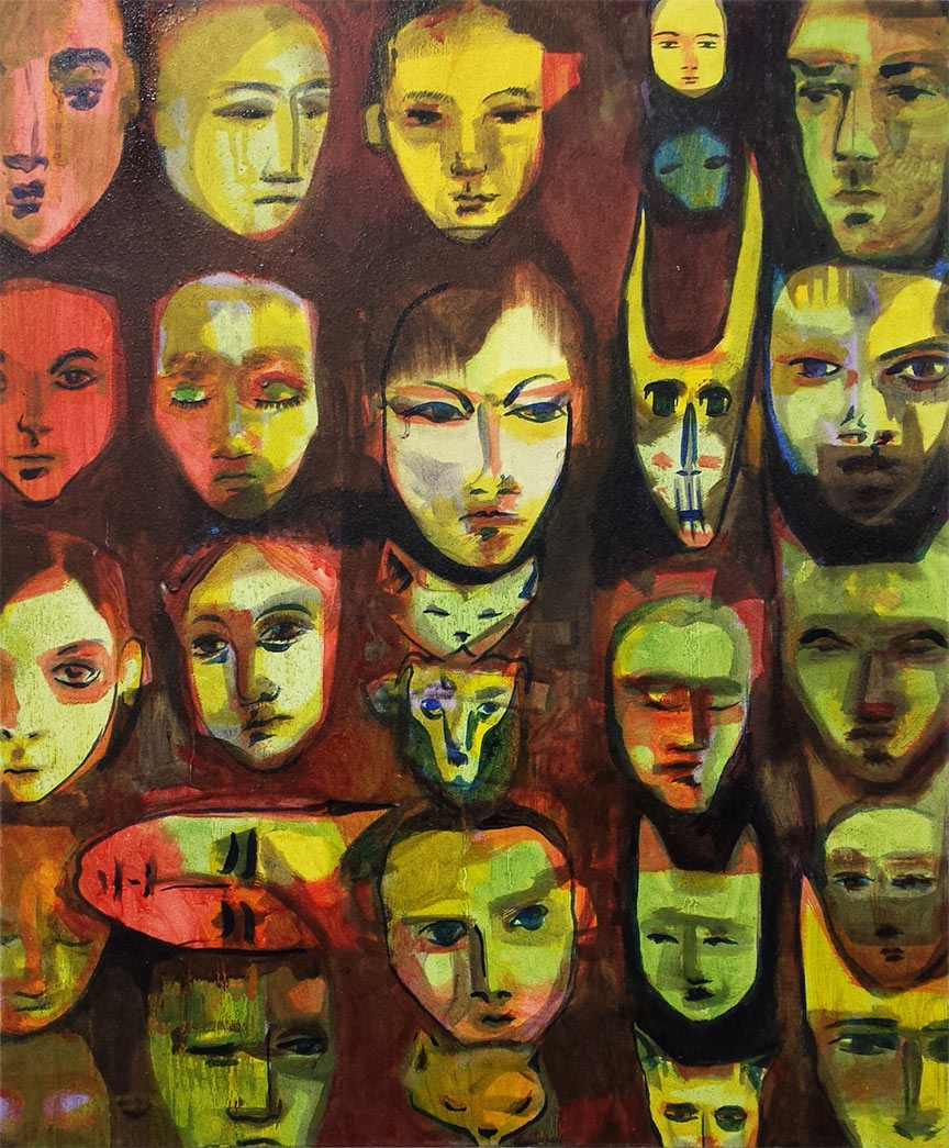 Faces and Masks in the Crowd 2