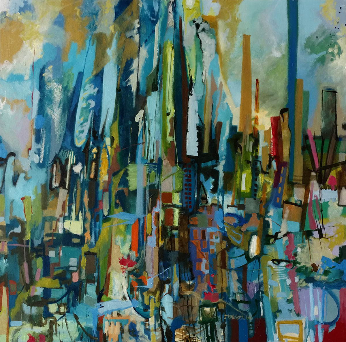 City of Fog, Oil on canvas, 30 x 30 inches, 2016.