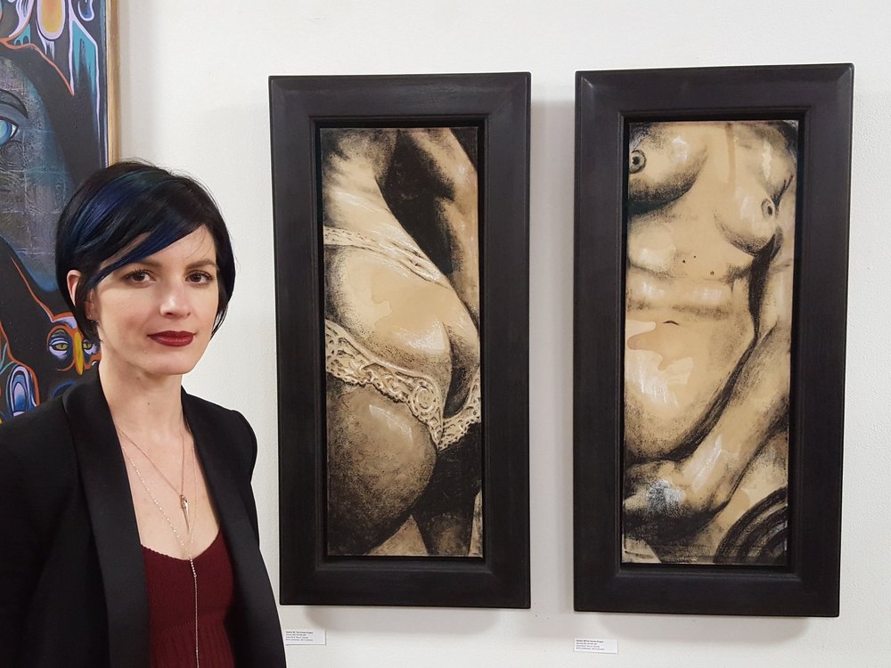  Sex and sexuality is another central theme explored by the art of the Femme Project. Here, the first charcoal pieces of  “Sexting: IMGs”  are on display at   Venus Envy  , an erotic art show in Baltimore, Maryland in 2016. 