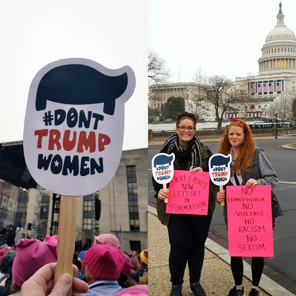  As part of the #DontTrump Women campaign, I designed and distributed #DontTrumpWomen masks at the march. #DontTrumpWomen heads were spotted in DC and as far west as San Diego. 