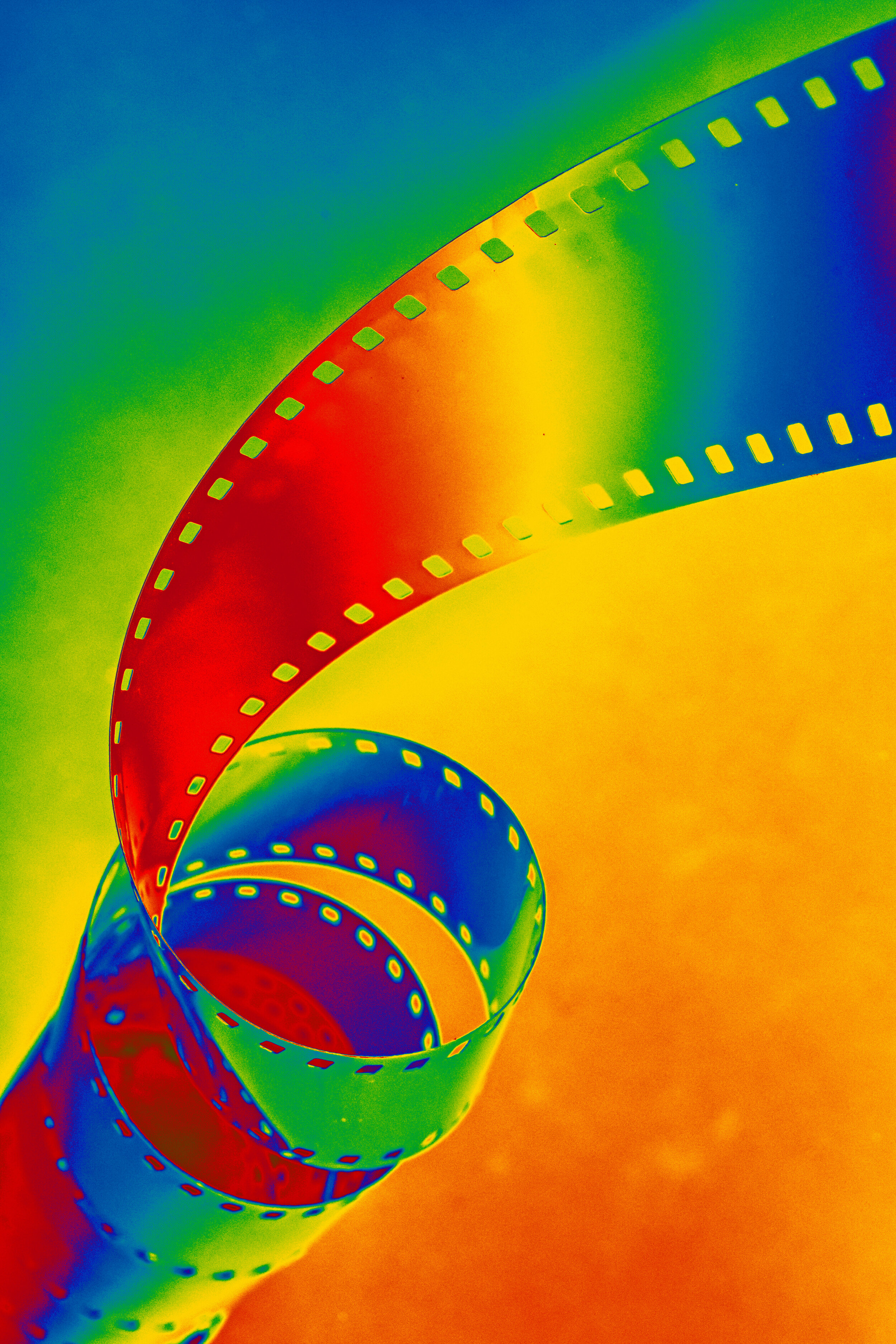  Coiled 35mm film, used gradient map in Photoshop for colors 