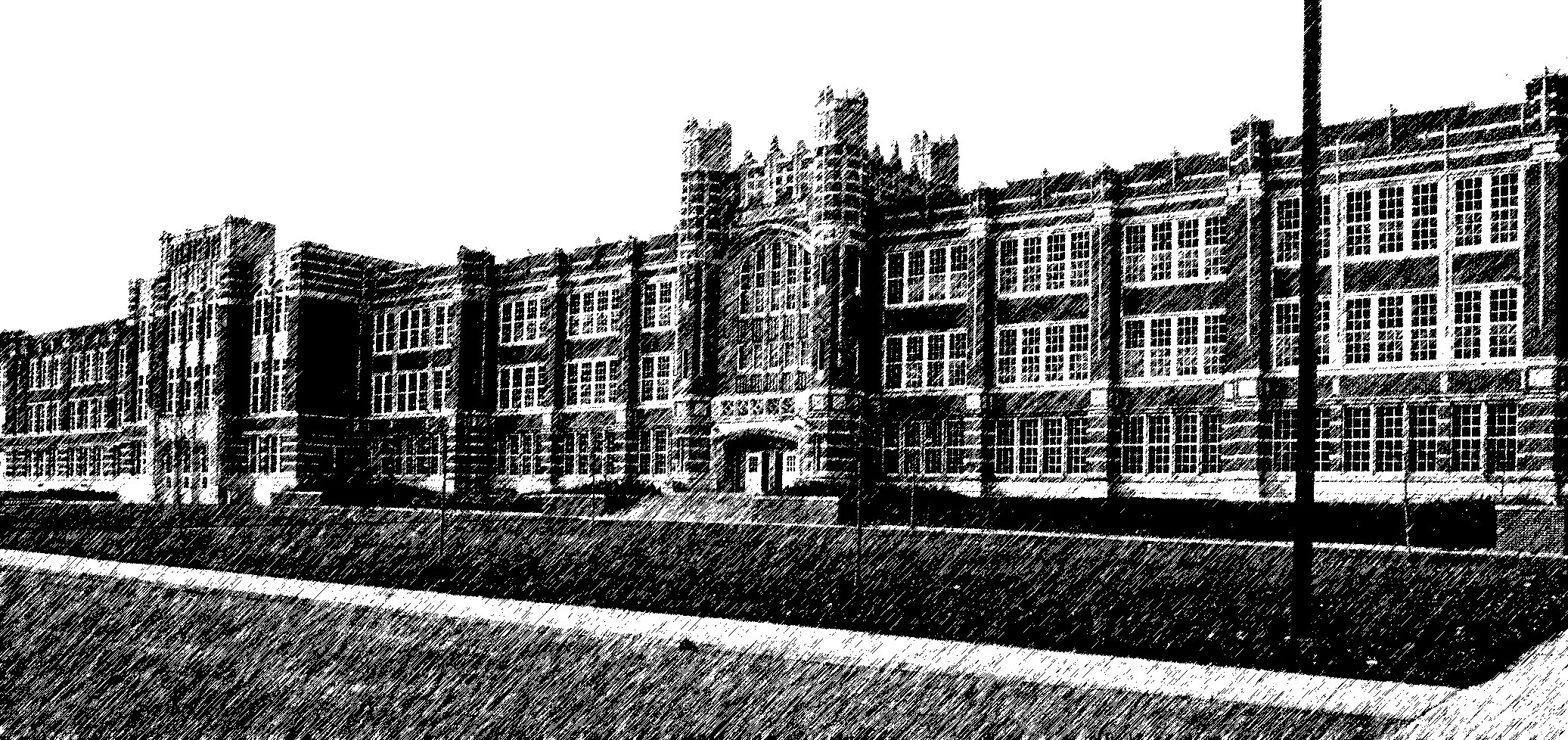  I went back to Austin, Minnesota and photographed my old high school. I used color film but converted it to black-and-white in Photoshop and created this strange texture. 