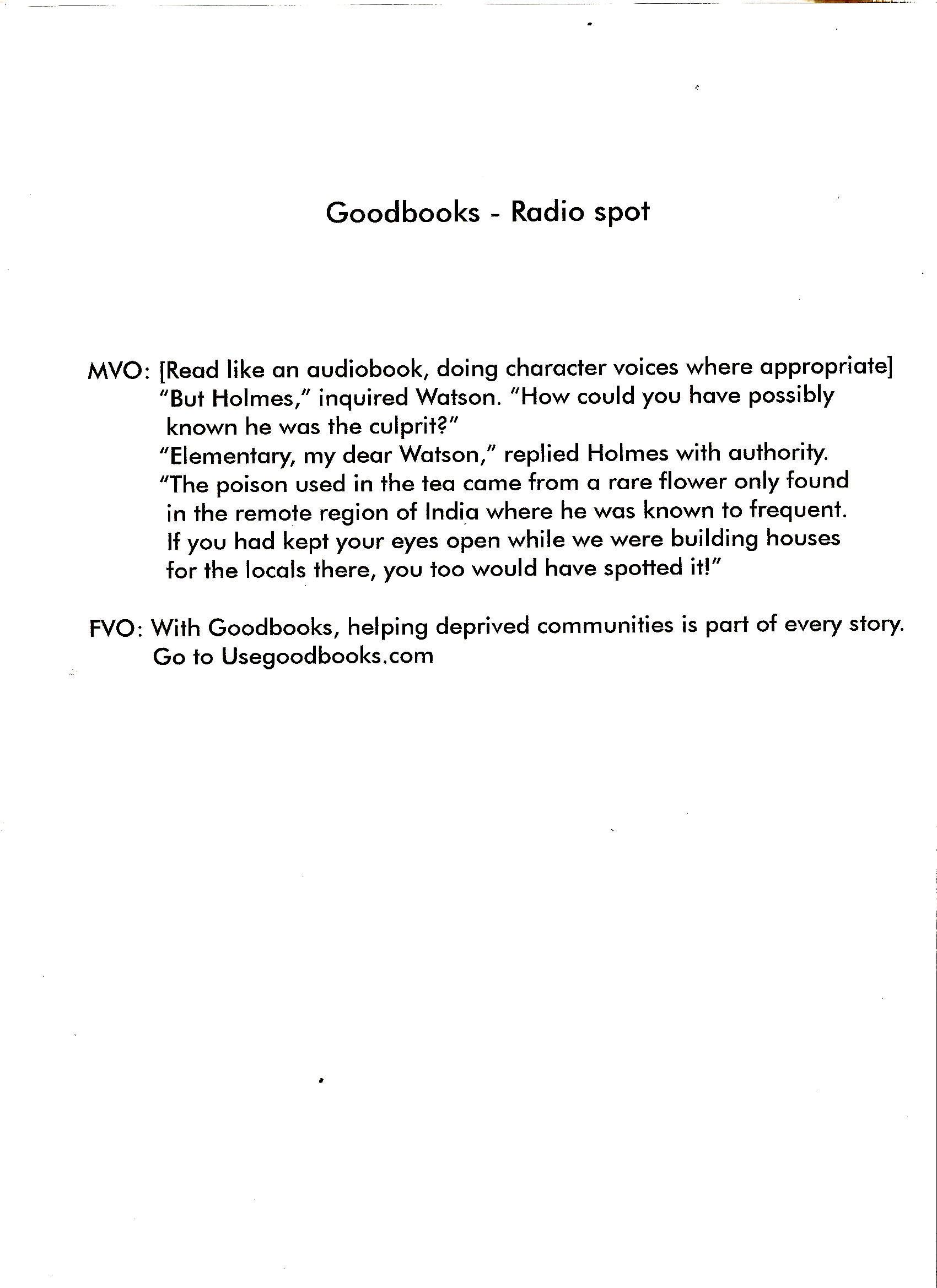 Prop: Proceeds from Goodreads go to charity.