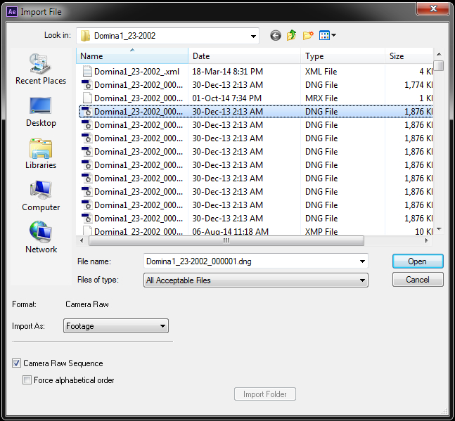 Import Raw images into Camera Raw