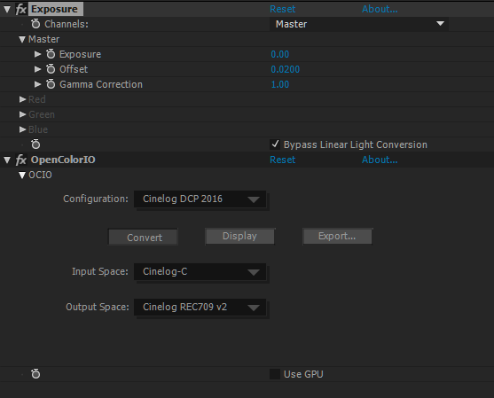 Log exposure adjustment