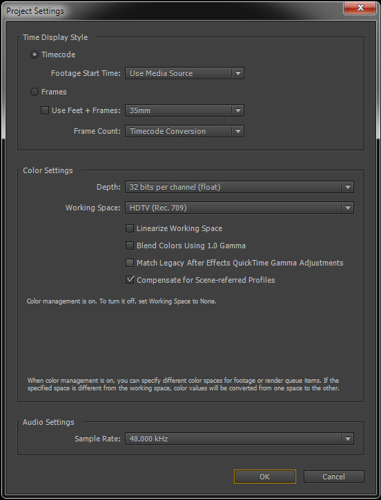Project Settings panel