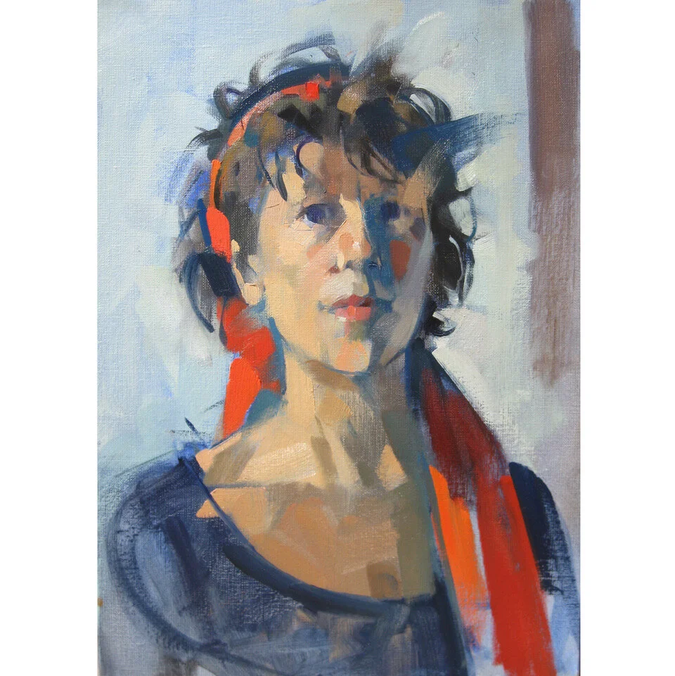 SP Red Scarf, 2015, 13x18 ins, oil on linen
