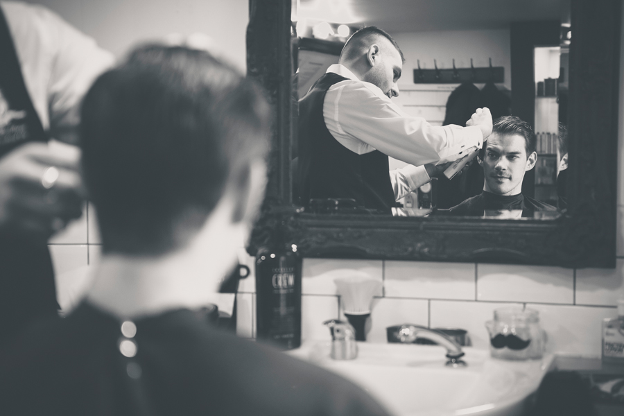 groom at local barbers