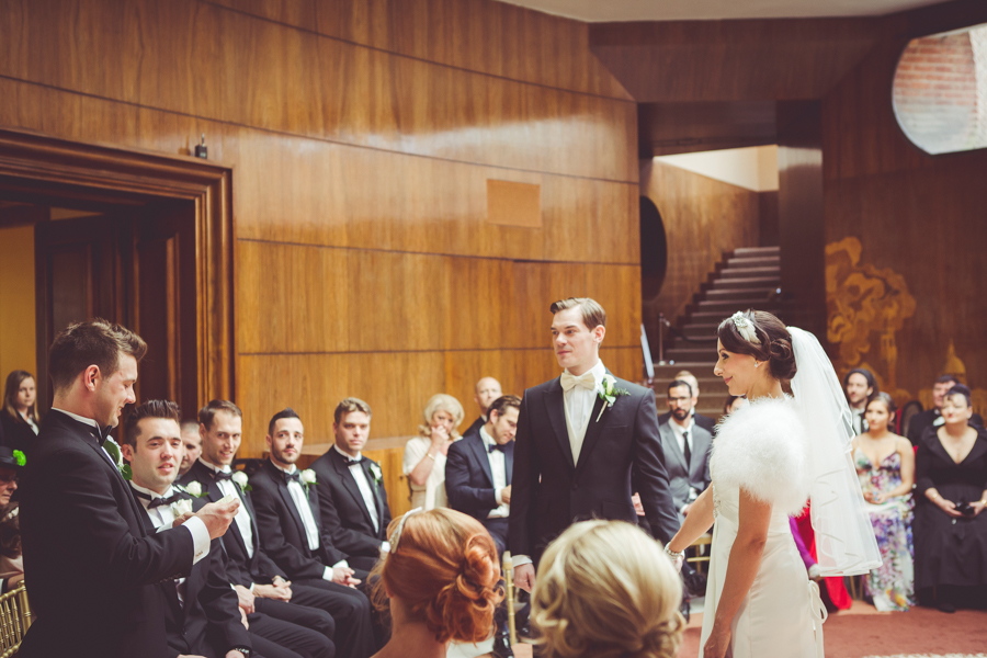Wedding Ceremony in the art deco hall at Eltham Palace