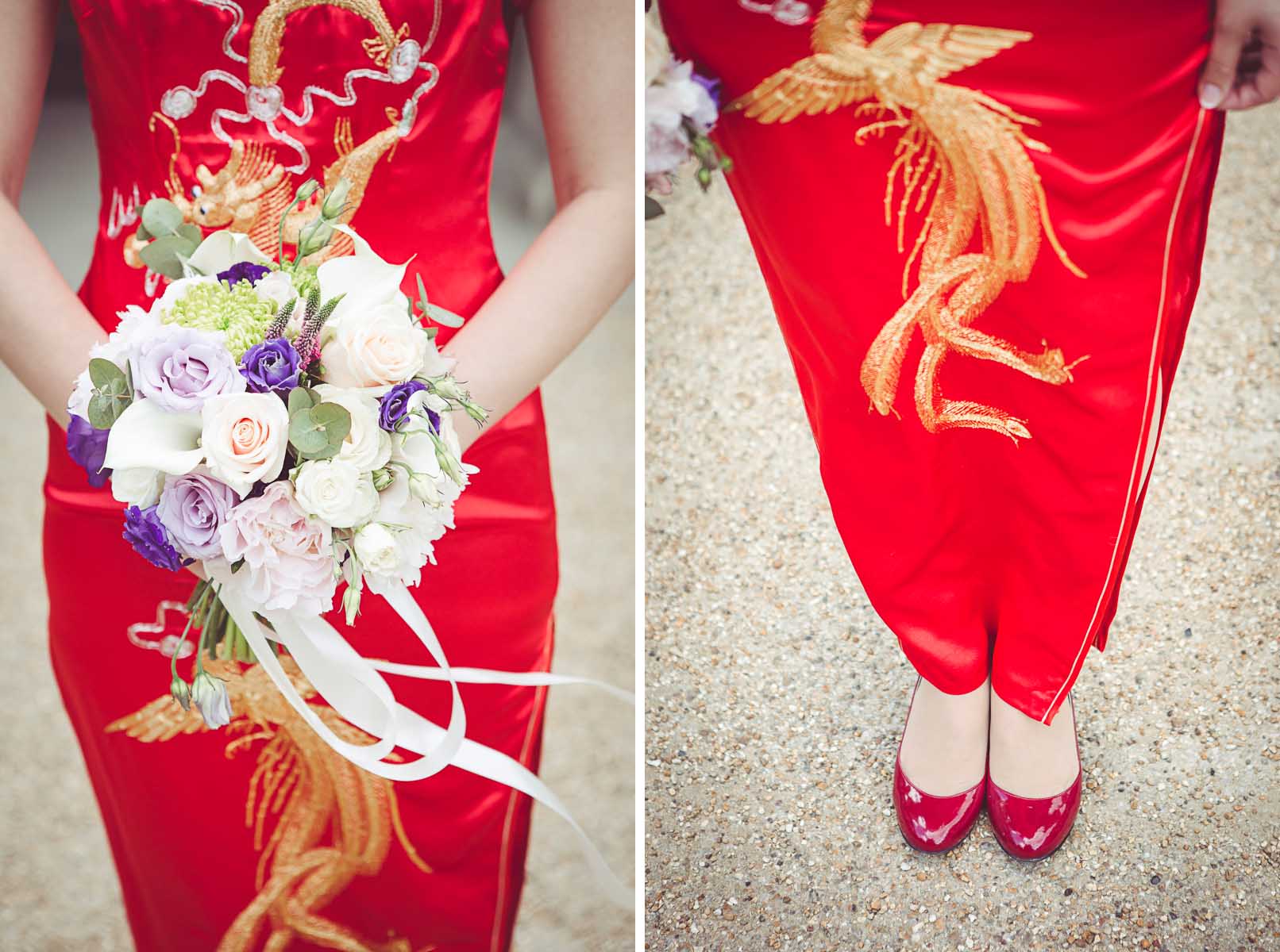 Silk red chinese wedding dress