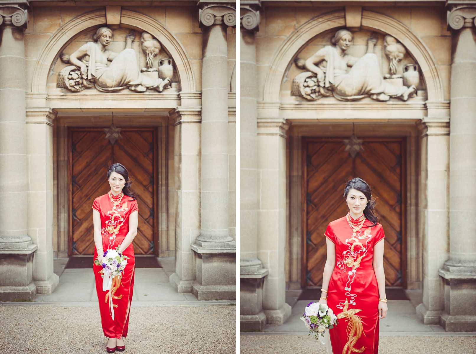 Traditional red chinese wedding dress at Eltham Palace