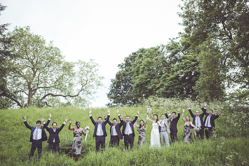 Alternative wedding photography of wedding party