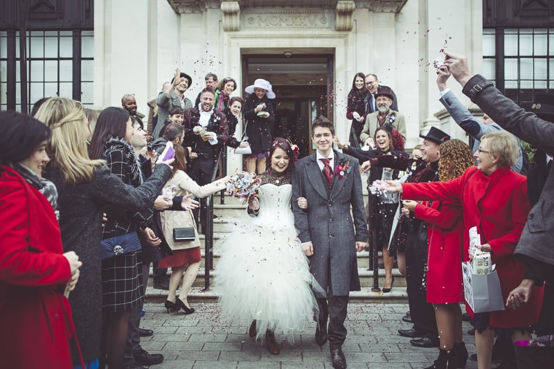 guests throwing confetti