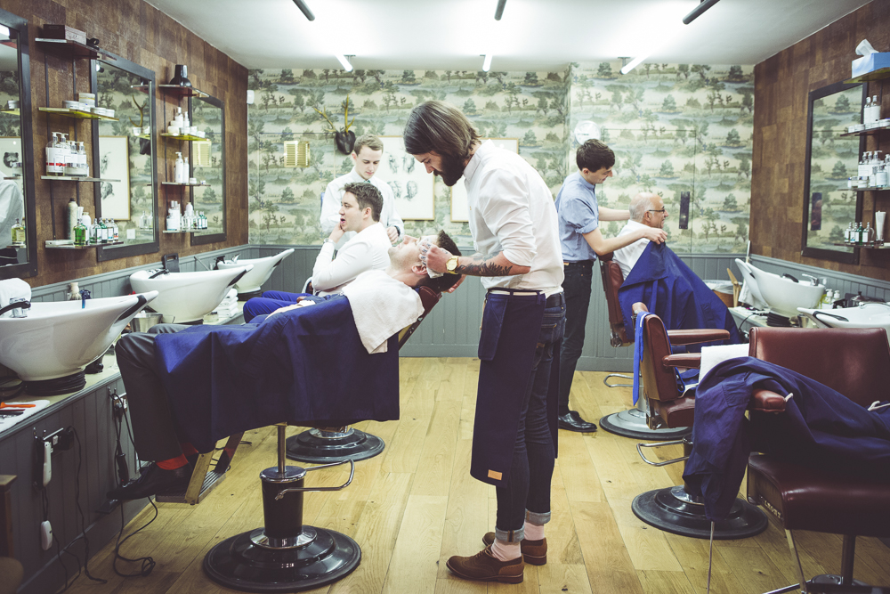 Groom and Ushers at Barbers shop