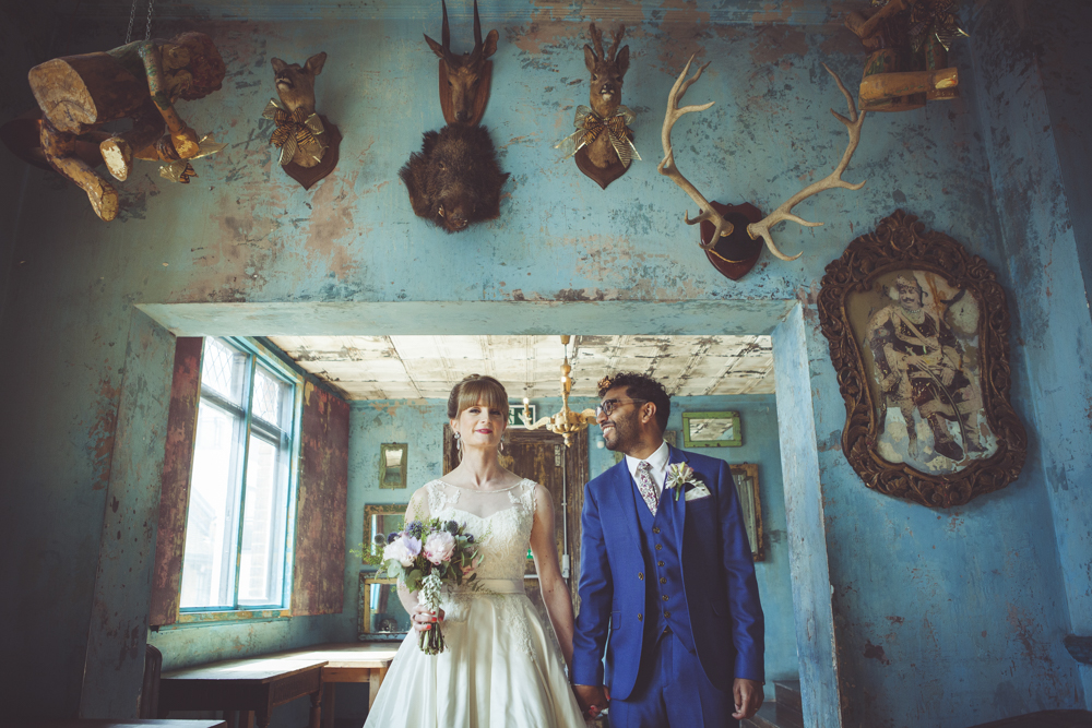 Portrait of groom and bride