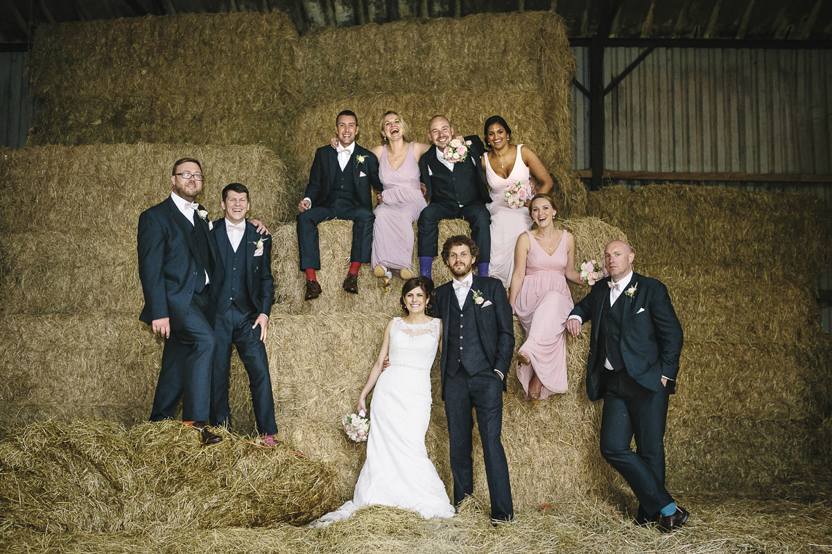 The wedding party at Herons farm Barn