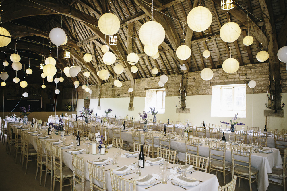 Trestle tables in the tithe barn