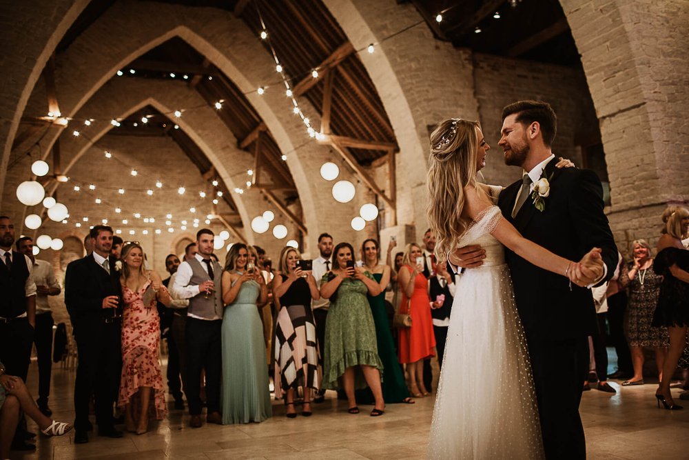  First dance, Wedding Photography at the Tithe Barn, Petersfield, Hampshire 