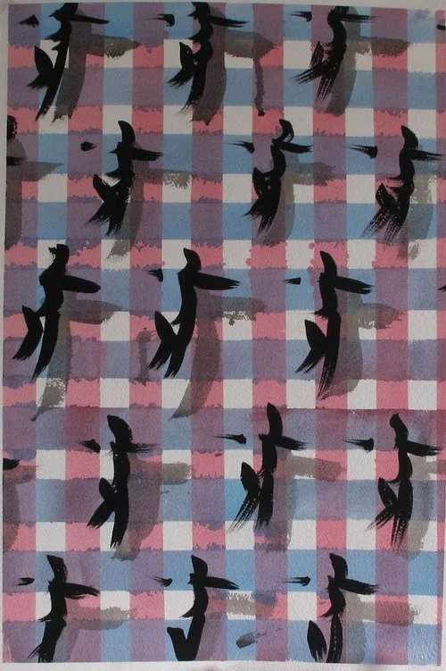 crucifixion on plaid. watercolor and ink on paper. 15x22" (unavailable)